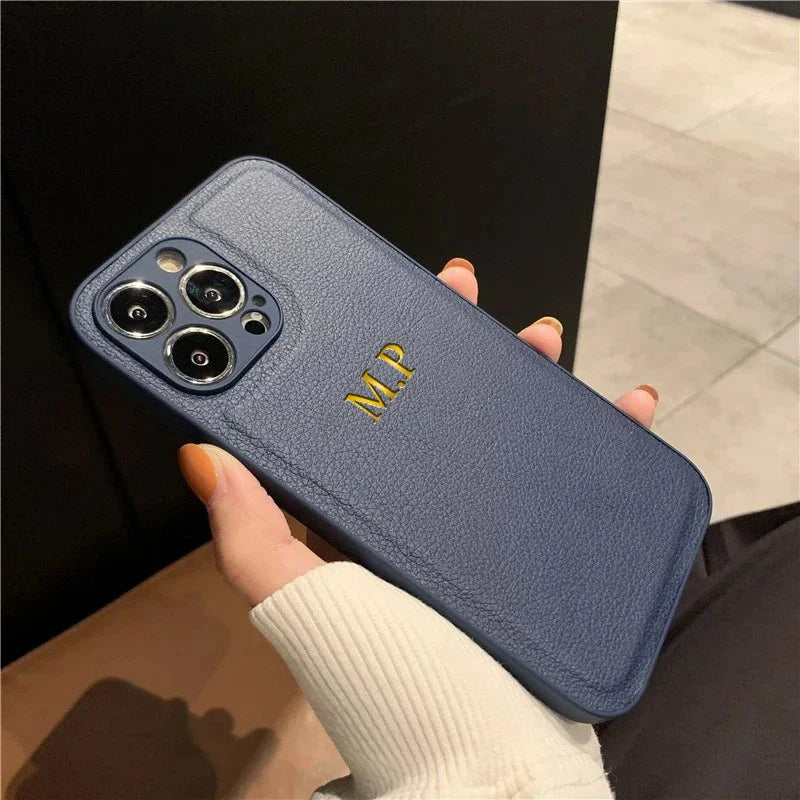 Personalized Phone Case For iPhone 17 Pro Max 16 15 14 Plus 13 12 11 17Air Luxury PU Leather Customized Initials Name Gift Cover